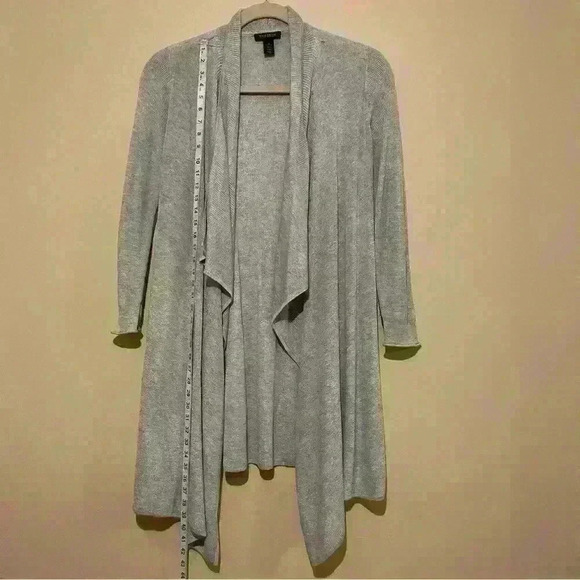 WHITE HOUSE BLACK MARKET Open Style Silver Knit Cardigan Sweater Women's Size M - Picture 3 of 9